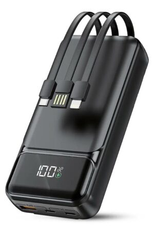 מטען נייד מהיר BeeTech BT-PB-316 – סוללת גיבוי 20000mAh עם כבלים מובנים וטעינה מהירה 22.5W